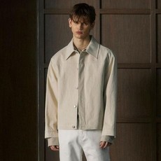 WEST GRAND BOULEVARD 男款隱藏式鈕扣柔軟棉質卡車司機夾克