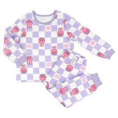 Maykids 格紋紫兔保暖內衣褲套裝