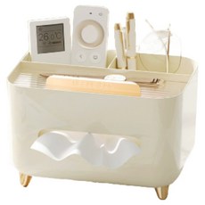 Lifedeal 可收納面紙盒多功能整理盒, 奶油色, 1個