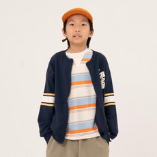 Kurnar 青少年款 Stay 袖條紋全拉鍊夾克