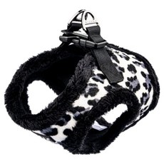 퍼피아 강아지 와일드 레오파드 조끼형 기모 하네스 HB2267, 블랙, 1개