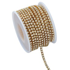 코히모 악세사리 DIY 큐빅 구슬 체인 네일 스톤 2mm x 9m 5W0525, 1개, 골드