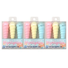 朝鮮文具房 珍珠海螺螢光筆 3件組, 粉紅色, 黃色, 藍色, 3個