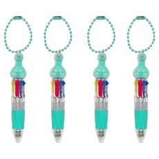 조선문방구 알바용 미니 4색 키링 볼펜 0.7mm, 민트, 4개