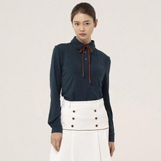 GARMENT GOLF 女款細褶蝴蝶結領長袖T恤 GFTLC352