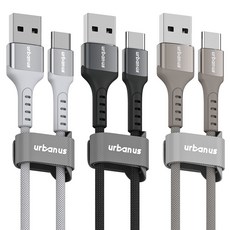 어반어스 A타입-C타입 18W 고속 충전 케이블, 혼합색상, 3개, 1.5m