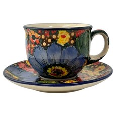 Cerraf 波蘭陶 繁花深處系列 咖啡杯盤組 200ml, 混和顏色, 1個