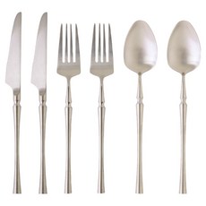 JUST HOME 凱恩斯 不鏽鋼甜品刀叉匙 6件組 7009-21, 1套, 刀子2支 + 叉子2支 + 湯匙2支, 銀色