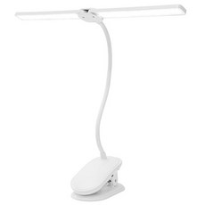 KINGKONG 雙燈頭夾式檯燈/LED三段式護眼檯燈/桌面臥室床頭夾燈 USB充電 D18, 白色