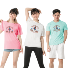 MI MI LEO 台灣製高透氣吸排T恤3件組 C16, 蜜桃粉 + 白 + 薄荷綠