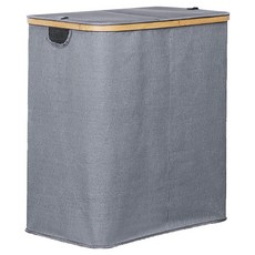 上手家居 掀蓋分格洗衣籃 髒衣籃/分隔洗衣籃/污衣籃/分類洗衣籃/分類髒衣籃, 灰色