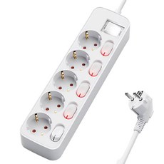 TGIC 16A 接地過載保護5孔延長線 TGTAP-59GS, 1個, 1.5m, 白色