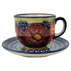 Cerraf 波蘭陶 雅紅之宴系列 咖啡杯盤組 200ml, 彩色, 1套