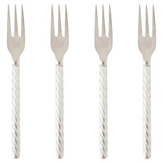 JUST HOME 羅馬編織304不鏽鋼點心叉 7003-04A 4件組, 1套, 銀色