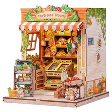 Daehotoys 清新綠色市集迷你屋DIY套組, 1個, 混合顏色