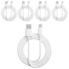 팬택 USB A타입-C타입 데이터 전송 고속 충전 케이블, 5개, 화이트, 1m