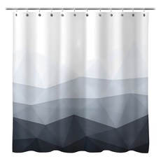 上手家居 幾何漸層防水浴簾 乾濕分離/浴室防水簾/浴室隔間/浴室簾, 1個, 漸層黑