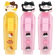 핑크풋 냥냥 슬라이더 지우개 세트, 노랑, 핑크, 랜덤발송, 1세트