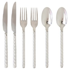 JUST HOME 羅馬編織不鏽鋼刀叉匙組 7003-10 6件組, 1套, 銀色, 刀子 + 叉子 + 湯匙