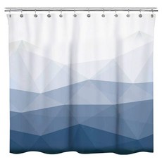 上手家居 幾何漸層防水浴簾 乾濕分離/浴室防水簾/浴室隔間/浴室簾, 1個, 漸層藍