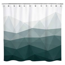 上手家居 幾何漸層防水浴簾 乾濕分離/浴室防水簾/浴室隔間/浴室簾, 1個, 漸層綠
