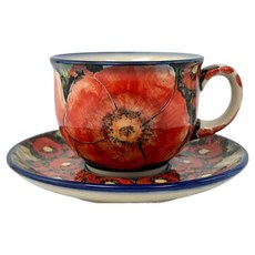 Cerraf 波蘭陶 赤霞花語系列 咖啡杯盤組 200ml, 紅色, 1套