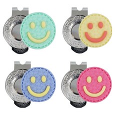 粉彩微笑磁鐵高爾夫球標 4種組, 粉紅色 + 黃色 + 淡綠色 + 紫色, 1組