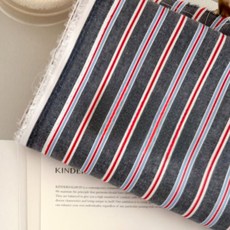 슈슈룸 면 스트라이프 원단, 인디고, 1개