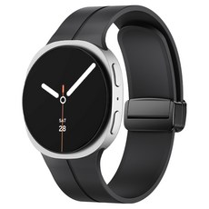SPACE SHIELD Galaxy Watch8 Mid-line D扣磁吸矽膠錶帶, 1個, 黑色