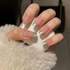 잇템샵 프렌치 컬렉션 롱 숏 디자인 네일팁, 스틸프렌치, 1개