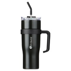 愛慕寶特 IYNSTORY 大容量手把不鏽鋼吸管隨行杯, 1個, 神秘黑, 1.2L