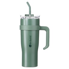 愛慕寶特 IYNSTORY 大容量手把不鏽鋼吸管隨行杯, 1個, 卡其色, 1.2L