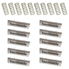 코히모 핸드메이드 금속 라벨 + 고정판 세트 5W0601, 실버, 10세트