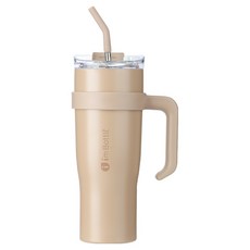 愛慕寶特 IYNSTORY 大容量手把不鏽鋼吸管隨行杯, 1個, 駝色, 1.2L