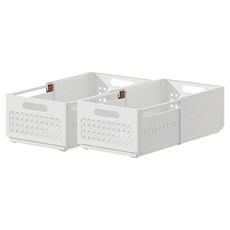 優雅藤編設計抽拉疊加收納盒 大款, 2個, 白色