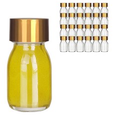 mir 寬口D型迷你透明玻璃瓶 金色蓋, 30ml, 25個