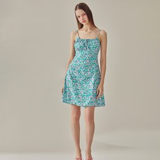 VikiniVender 女性安斯碎花綁帶迷你連身裙