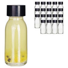 mir 寬口D型迷你透明玻璃瓶 黑色蓋, 20個, 60ml