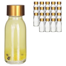 mir 寬口D型迷你透明玻璃瓶 金色蓋, 60ml, 20個