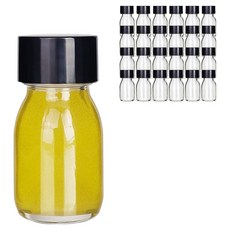 mir 寬口D型迷你透明玻璃瓶 黑色瓶蓋, 25個, 30ml