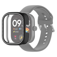 SPACE SHIELD Redmi Watch 4 閃耀水鑽防撞保護殼, 黑色, 1個