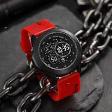 逍遙商會 軍人便利電子運動手錶, 紅色, 1個