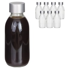 미르코리아 입구넓은 바이알 D형 미니 투명 유리병 실버캡, 8개, 125ml