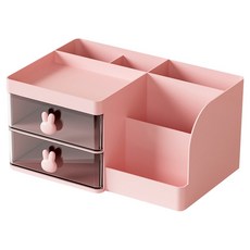 맙소샵 토끼 손잡이 2단 정리 수납함 BRP1184, 핑크, 1개