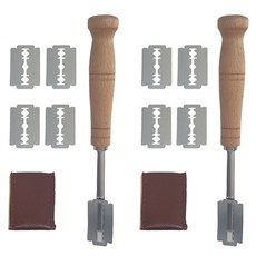 바케트 스코어링 쿠프 나이프 2p + 날 10p + 칼집 2p 세트, 1세트, 화이트 실버