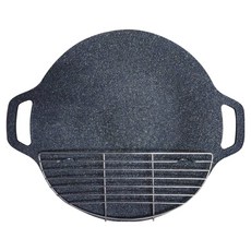 鼎匠 韓式重力鑄造 雙耳烤盤 黑曜石款 附不鏽鋼瀝油架, 1套, 30cm
