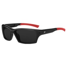 Nexpick 輕量可摺疊偏光太陽眼鏡, 1個, 砂黑色(鏡框) + 紅色(鏡腳) + 黑灰色(鏡片)