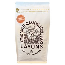 LAYONS COFFEE 雷恩獅咖啡 經典系列 咖啡豆 西達摩風味, 1個, 450g, 全豆咖啡（未研磨）