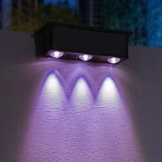 21세기트랜드 라이트온 태양광 3led 울타리 난간 계단 정원등, 블랙 + RGB