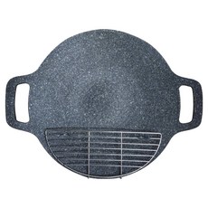 鼎匠 韓式重力鑄造 雙耳烤盤 黑曜石款 附不鏽鋼瀝油架, 1套, 34cm